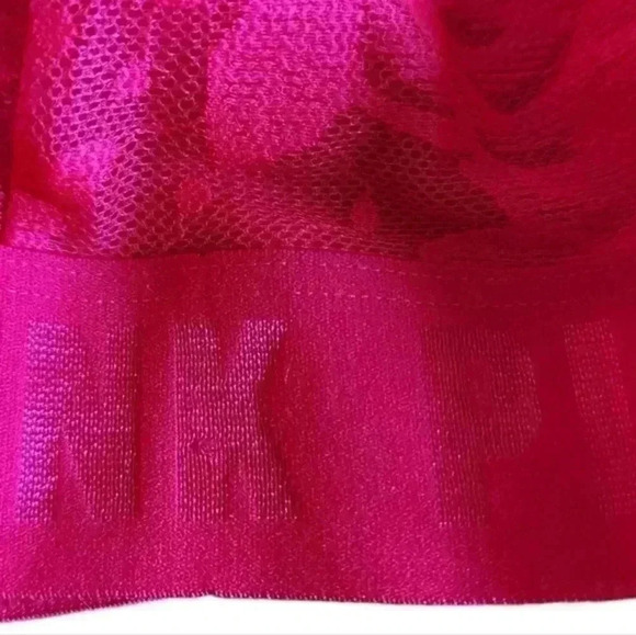 VICTORIA'S Secret Pink Bralette Lipstick Red Lace Logo Band T Back Women's Med - Picture 11 of 11